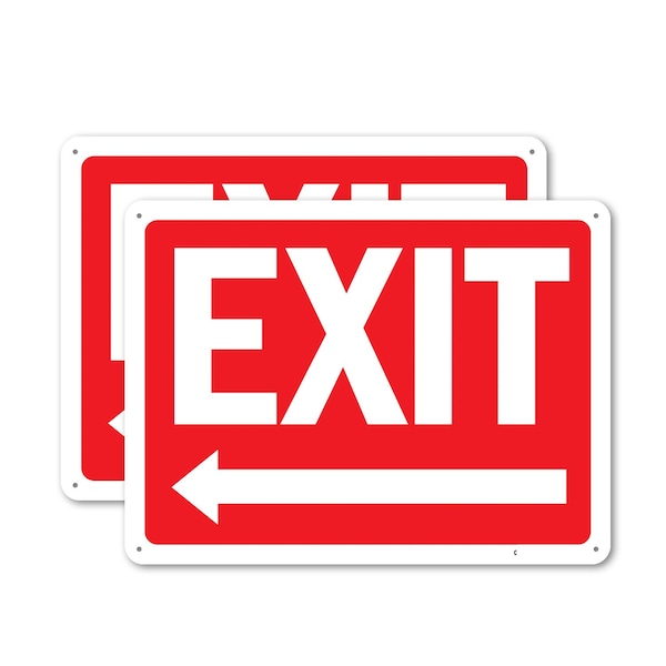 Signmission Exit Sign, Plastic, 14 in W, 10 in H, Exit with Left Arrow OS-2PACK-MISC-P-1014-L-19487 - main